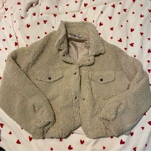 Adika Cropped Cream Sherpa Jacket